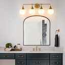 Bathroom Vanity Light Fixtures: 4 Lights Mid Century Modern Bathroom Lighting Fixtures Over Mirrors - Brass Gold Wall Sconce with Milky Glass Ball Shades for Bath Bedroom