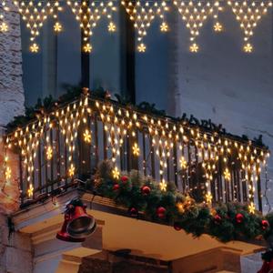 MUYUN Christmas Lights Outdoor Decorations 13.8ft 200 LED Christmas Lights with 12 Stars,8 Modes Dimmable Fairy String Light for Wedding Party Holiday Christmas Decorations(Warm White)