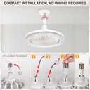 Multifunctional Ceiling Fan with Light & Remote Control, E26 Socket, Dimmable LED Bulb, Silent Operation, Ideal for Bedroom, Kitchen, Garage, Bathroom - White