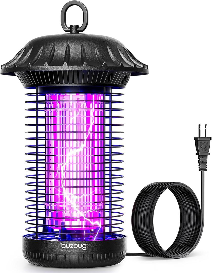 Buzbug LED Bug Zapper Indoor Outdoor, 10 Years Lifespan, 6.5ft Power Cord, IPX4 Waterproof, High-Voltage, Mosquito Zapper, Fly Trap Mosquito Trap, Fly Killer Fly Zapper -MO008C (New Black)