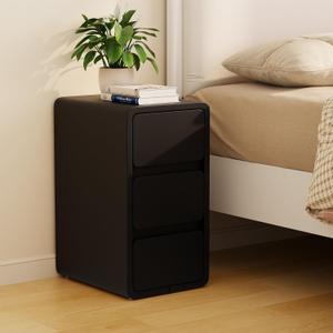 AQIMUELE Narrow Bedside Table,Narrow Night Stand with Drawers,Small Night Stand with Leather Surface for Bedroom, 11.8"W