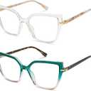 AMOMOMA Trendy Square Blue Light Blocking Reading Glasses for Women Women's Readers Spring Hinge AM6082