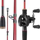 Sougayilang Lite Fishing Rod and Reel Combo, Baitcaster 2-Piece Rod, IM6 Graphite Blanks, Stainless Steel Guides with Ceramic Rings, EVA Handle, Freshwater Fishing, Size: 5'10''/5.9ft