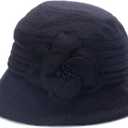 Lawliet Womens 1920s Winter Wool Cap Beret Beanie Cloche Bucket Hat A299 (One Size-X-Large, Black)
