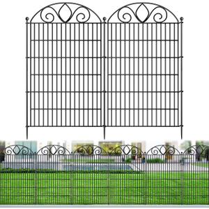 5 Panels No Dig Tall Garden Fence Panel  44" H X 11.8' L Rustproof Metal Dog Fence Outdoor for Yard, Decorative Animal Barrier Fence for Pet, Garden Border, Patio, Flower Beds| Temporary Fencing