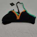 Aidonger 1 Piece Bathing Suit V Neck Shell Stitched Swimsuit Tie Side Triangle Swimwear L Black, Blue Green Color Block