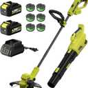 SEYVUM 20V String Trimmer and Leaf Blower Combo Kit, 12-inch Cordless Weed Trimmer with 6 Pcs Grass Cutter Spool Line, 500 CFM Electric Leaf Blower for Lawn Care with 2 X 4.0Ah Battery and Charger