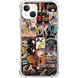 Halloween Spooky Collage Phone Case for iPhone 15, Creepy Halloween Collage Cover for Women Men Girls Boys, Trendy Design TPU Bumper Case for iPhone 15