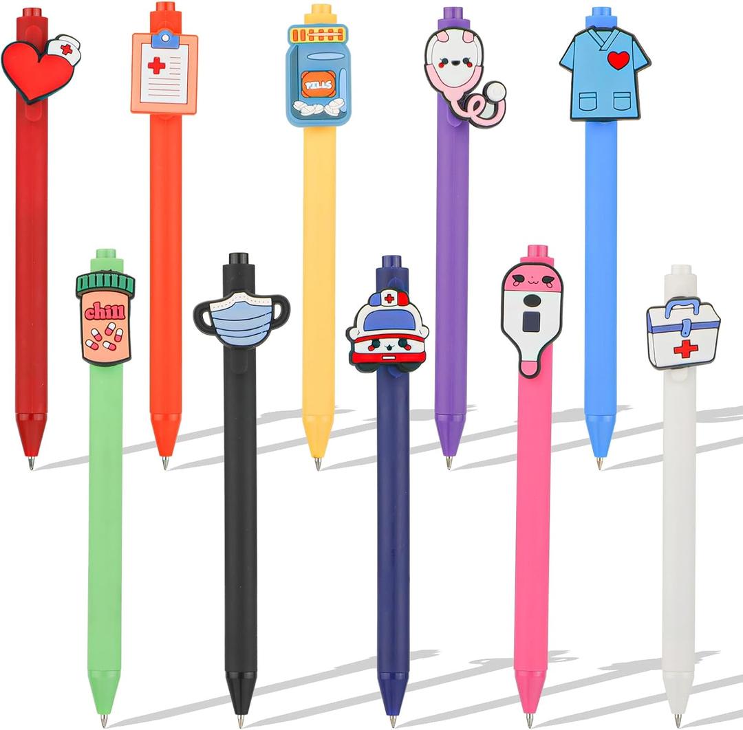 Nurse Pens, 10pcs Colorful Funny Pens Nurse Medical Assistant Accessories for Work for Cna Week Nursing Student Essentials Cute School Pens for Nurse Week Appreciation Cool Gifts Supplies