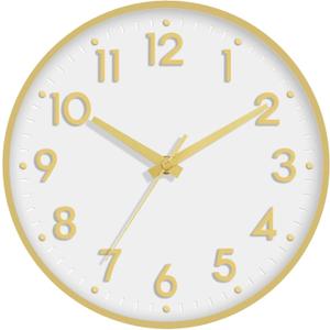 Mosewa Wall Clock 8 Inch, Battery Operated Silent Non-Ticking Modern Analog Clock Decorative for Kitchen, Bedroom, Office(White Gold)