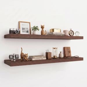 56" W×8" D Long Floating Shelves for Wall (Set of 2, Dark Walnut), 56in