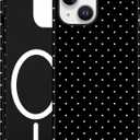 Jusy Compatible with MagSafe Polka Dot Case for iPhone 15 Plus, Cute Aesthetic Polka Dots Magnetic Phone Case, Soft TPU and Hard PC Protective Phone Cover for Women Girls (Matte) - Black