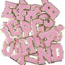 Pink 3D Letters, 1PC Alphabet Sequins Towel Embroidered Patches for DIY Clothing Bags Jacket Iron On Accessories Applique (Color : Pink, Size : S)