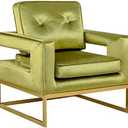 GIA Home Furniture Series Living Room Chair with Wooden Frame, Metal Legs, Back and Seat Cushion, Green
