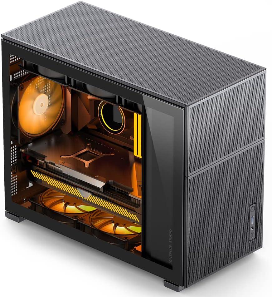 JONSBO D31 MESH Black Micro ATX Computer Case, MATX/ITX Mainboard/Support RTX 4090(335-400mm) GPU 360/280AIO,Power ATX/SFX: 100mm-220mm Multiple Tool-Free Design,Black