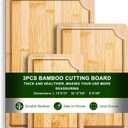 Bamboo Cutting Board-3 Piece Set, Kitchen Bamboo Cutting Board With Juice Slot And Built-In Handle, Used for Cooking, Meat, Vegetables and Cooked Food
