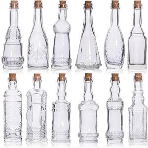 eleganttime Potion Bottles with Cork,12 Pack Small Clear Vintage Decorative Bottles,Mini Vase Glass Jars With Cork Lids for DIY Crafts,Decor,Sand Art