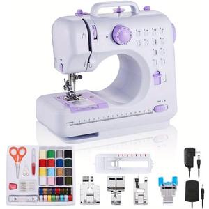 Mini Sewing Machine for Beginners & Kids, Portable Sewing Machine with 12 Stitches, Extension Table & Foot Pedal | Maquina de Coser Portatil for Adults, DIY & Household Repair (Purple)