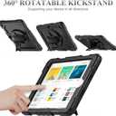 SEYMAC stock Case for iPad 9th/ 8th/ 7th Generation 10.2'', Shockproof with Screen Protector, Pencil Holder [360 Rotating Hand Strap] & Stand, for iPad 10.2 inch 2021-2019 (Black)