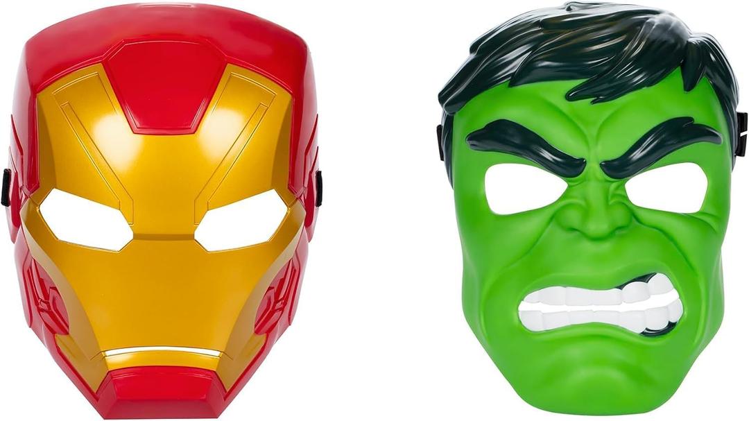 Marvel Avengers Hero Mask Multipack, Iron Man & Hulk Mask 2-Pack, Super Hero Roleplay Toys for Kids Ages 5 and Up 