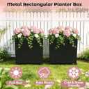 Tall Rectangular Metal Planter Box36''L x 11''W x 30''H with Wheels, Large Outdoor Rolling Planter for Patio & Garden, Modern Black Steel Planter Boxes Outdoor with Locking Casters
