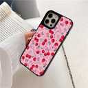 Case for iPhone 7/8/SE 2022(3rd)/2020(2nd), Trendy Aesthetic Pink Cherry Bow Pattern Print, Glossy Hard PC Back Soft TPU Bumper, Slim Shockproof Anti-Scratch Cover for Teen Girls Women