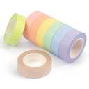 Hutou 8 Rolls Washi Tape Colored Washi Masking Tape 1/2 Inch Rainbow Colors Painters Tape Colorful Craft Art Paper Tape Labeling DIY Decorative Coding Teaching Supplies, Pastel Colors