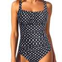 Aqua Eve One Piece Bathing Suit for Women Tummy Control Swimsuit Slimming Vintage Swimwear, L