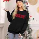 FASHGL Christmas Sequins Sweatshirts Women Merry Glitter Patch Crewneck Sweater Xmas Long Sleeve Pullover Top (Black, XL)