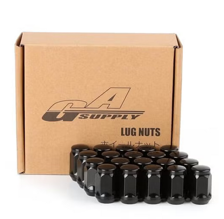 GAsupply 1/2x20 Black Lug Nuts, 1/2-20 Closed End Bulge Acorn Lug Nuts 3/4 inch 19mm Hex 1.38 inch Tall 60 Degree Conical Seat