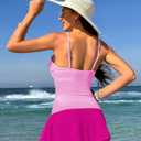 Pink Queen Women's Tummy Control Two Piece Tankini Swimsuits Push Up Swimwear Bathing Suits Pink, XL