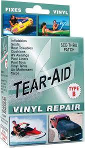 TEAR-AID Vinyl Repair Kit, Type B Clear Patch for Vinyl and Vinyl-Coated Materials, Works on Vinyl Tents, Awnings, Air Matresses, Pool Liners & More, Green Box, 2 Pack