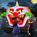 TURNMEON 4 Ft Inflatable Outdoor Decorations, Trunk Or Treat Car Decoration with Built-in LEDs, Halloween Blow Up Clown Open Mouth for Car Decor, Yard Decoration