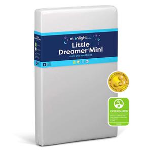 Moonlight Slumber Little Dreamer Mini Crib Mattress Dual-Sided Baby and Toddler Mattress, Firm Infant Support, Waterproof and Hypoallergenic, 5" Foam, Mini Crib Size, 24 x 38 x 5, Made in USA