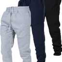 Ultra Performance 3 Pack Fleece Active Tech Joggers for Men, Mens Sweatpants with Zipper Pockets , Small, Black / Charcoal / Heather Grey)