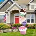 Jetec Cupcakes Christmas Outdoor Yard Signs Candy Decorations 44in Giant Cupcakes Xmas Yard Stakes Giant Stacking Holiday Decor Signs for Home Lawn Pathway Walkway Happy Birthday Themed Party