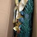 6.5 Ft Prelit Full Pop up Christmas Tree with Timer 8 Mode 200 Warm Lights, Ornaments, Red&Gold Ribbon, Flowers, Bows,UL Plug Powered, Fire-Resistant Collapsible Outdoor Indoor Holiday Party Decor