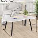 Small Coffee Table Cloud Shaped Irregular Center Table for Living Room Unique White Wood Grain Top Floor Table for Small Space Apartment, 39.5 inches x 20 inches x 16.5 inches