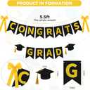 3 x Graduation Decorations 2026, Congrats Grad Banner with Ribbon Bows Black and Gold Graduation Party Decorations, Congratulation Class of 2026 Banner for Home School College Graduation