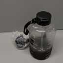 AQUAFIT Half Gallon Water Bottle with Time Marker - Straw & Chug Lid - BPA Free Gym Water Bottle with Straw - Big Gallon Jug (Midnight Gray, 64 oz - 2 Lids)