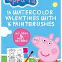 Peppa Pig 16 WATERCOLOR VALENTINES WITH 16 PAINTBRUSHES Pack of 2