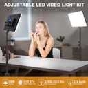 2 Packs LED Video Light with 63" Tripod Stand, QEUOOIY 20W Bi-Color Photography Lighting Kit, Dimmable 2500-8500K Studio Conference Light, Built-in 8000mAh Battery for YouTube/TikTok/Vlog/Streaming