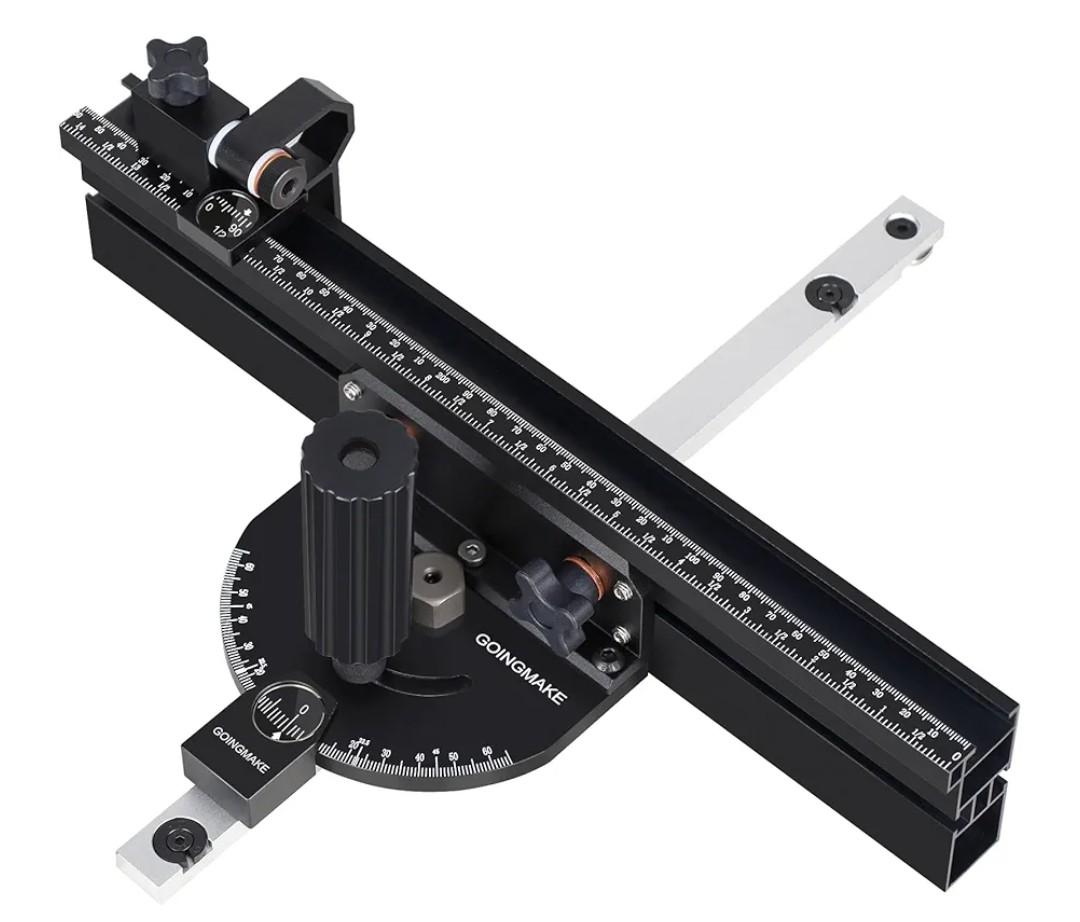 Compact Table Saw Miter Gauge with 360mm Fence and Multifunction Flip Stop and Positive Angle Stops, Miter Gauge for Table Saw Accessories, for Woodworking Cuts, Fits 3/4"x3/8" Slot