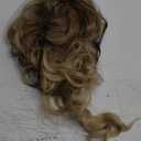 Lativ Blonde Wig With Bangs Long Wavy Curly Ombre Wig with Dark Root Synthetic Heat Resistant Wigs for Women Daily Party Use 26 Inches (Dark Blonde)