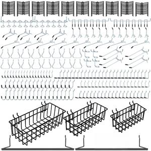 310PCS Pegboard Accessories Organizer Kit, Peg Board Baskets and Paper Towel Holder for 1/8 and 1/4 inch Pegboard Hooks Assortment,Metal Hooks for Hanging Storage (Basket Set)