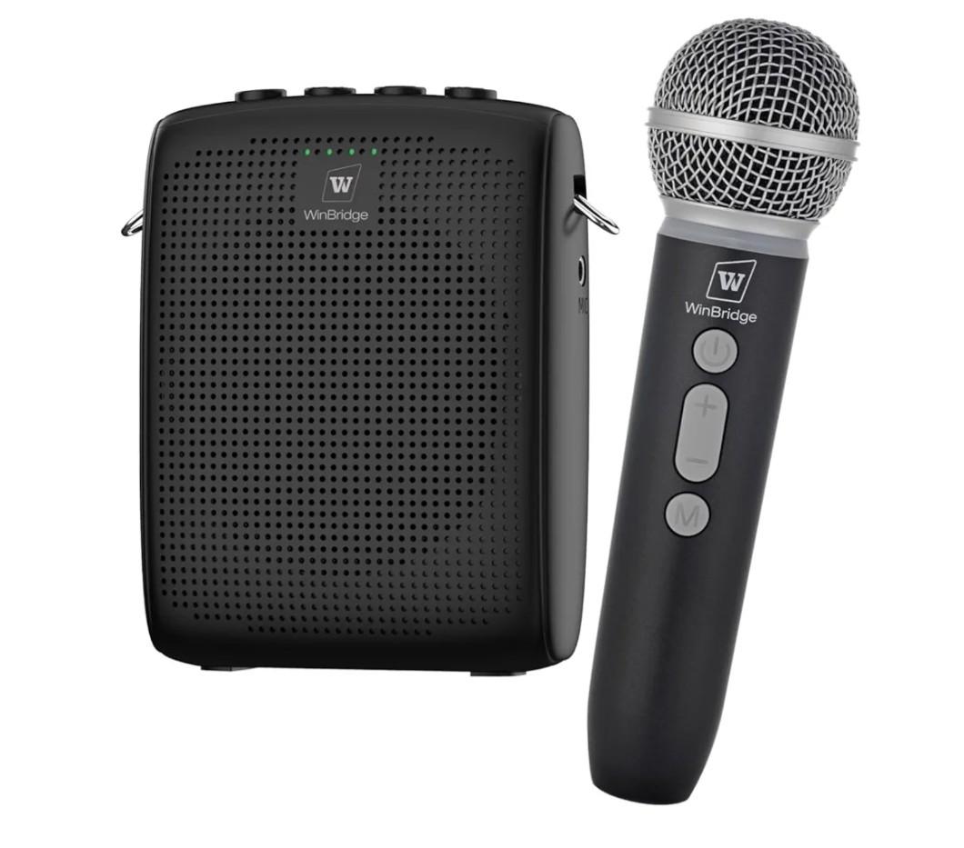 WinBridge Wireless Voice Amplifier with Microphone for Teachers, Portable PA System with Bluetooth Handheld Mic, Portable Speaker Mic Set, Cardioid Pickup for Classroom, Outdoor, Public Speaking WB009