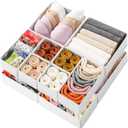 Stero 12 Pack Drawer Organizers for Clothing, Dresser Drawer Organizer Clothes, Fabric Foldable Closet Organizers and Storage Basket Bins for Clothes, Underwear, Bras, Socks (White)