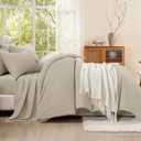 Litanika Oversized King Comforter Sets Oatmeal - 7 Pieces Bed in a Bag Oversized King Bedding Comforter Sets, Solid Lightweight Bed Set with Comforter, Sheets, Pillowcases & Shams