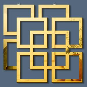 Weysat Wall Mount Home Mirror, 2 Pieces Silver Square Decorative Mirror for Bedroom, Living Room, Bathroom, 11.8 x 11.8 Inches(Gold, Mirrored)