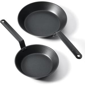 SENSARTE Nonstick Frying Pan Set 2-Piece, Oven Safe Skillets with Swiss Coating, Induction Compatible Chef Pan Set, Dishwasher Safe Cooking Pans, PFOA PFOS Free, 8 and 10 Inch (Black)